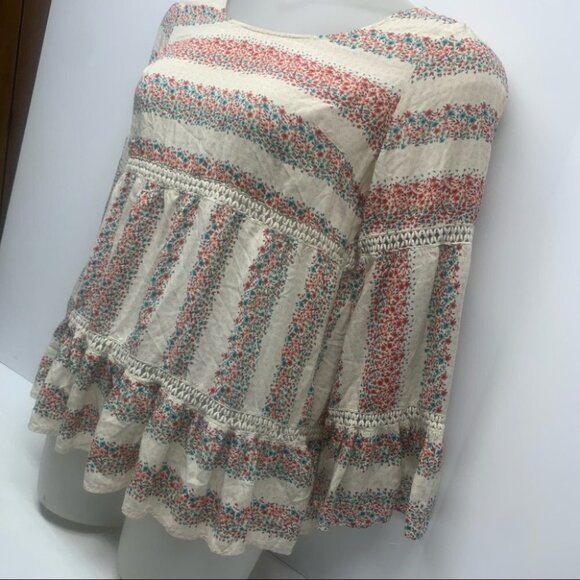 • Entro Floral Boho Crochet Bell Sleeve Blouse N48 - Picture 10 of 11